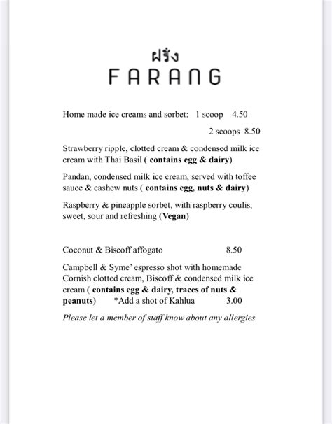 farang menu|Farang Londons full menu online